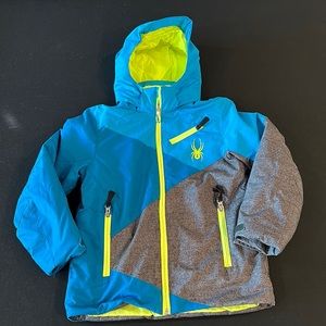 Boys Spyder ski Jacket and pants size 8, core layer, base layer and hat